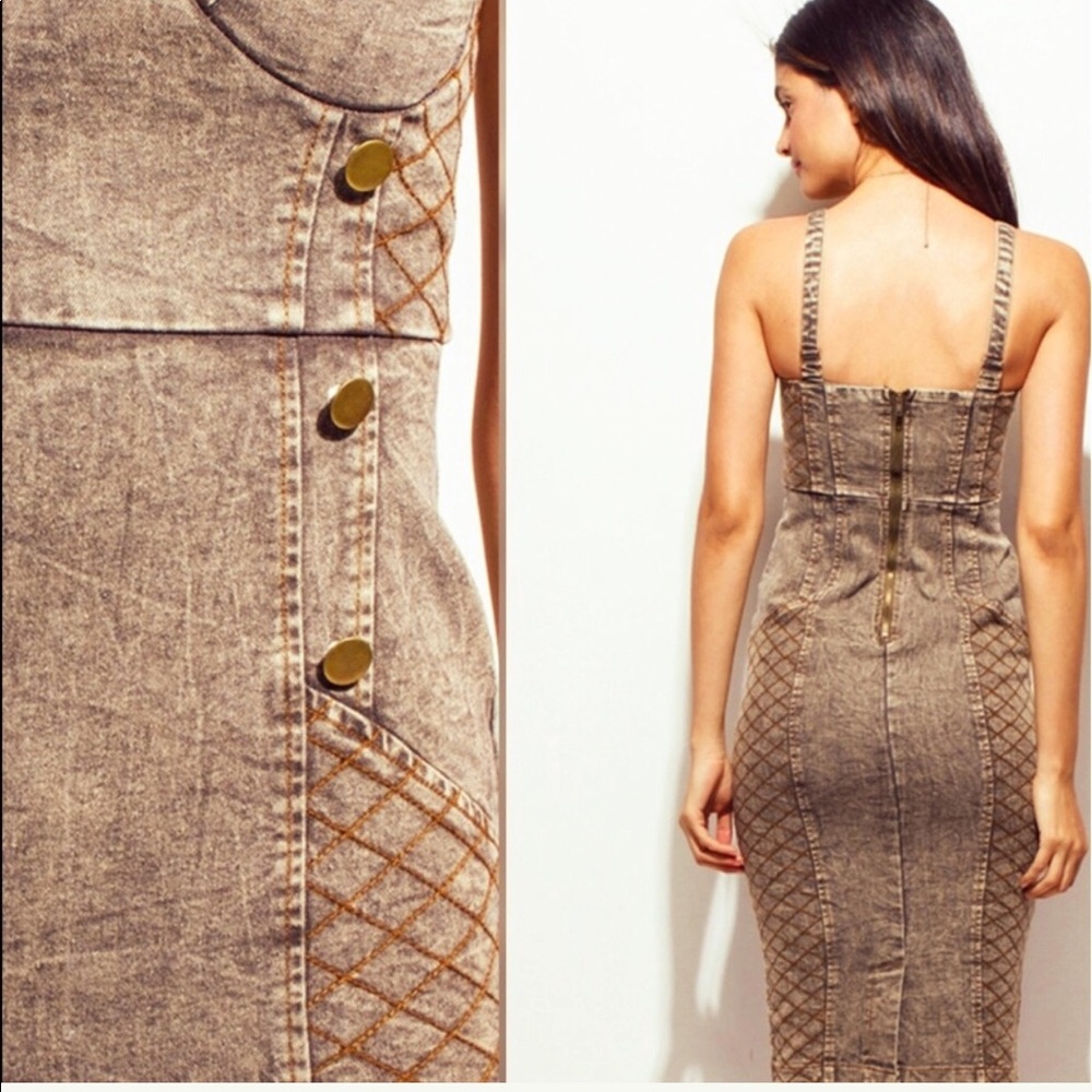 NWT Brown Washed Denim Buster Dress! - Picture 4 of 5